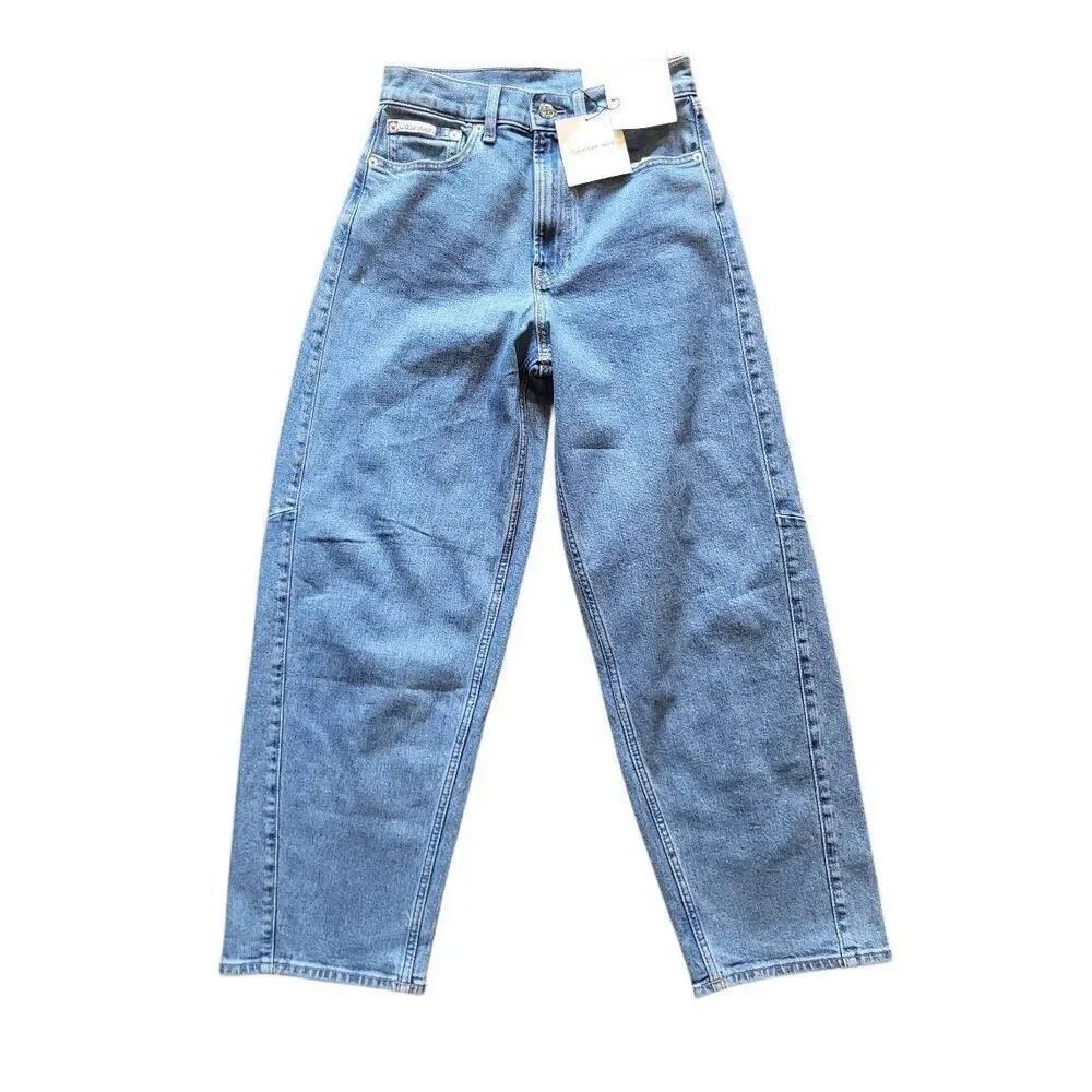 NWT Calvin Klein Jeans Women's 26 High Rise Barrel Loose Taper Cotton Stretch